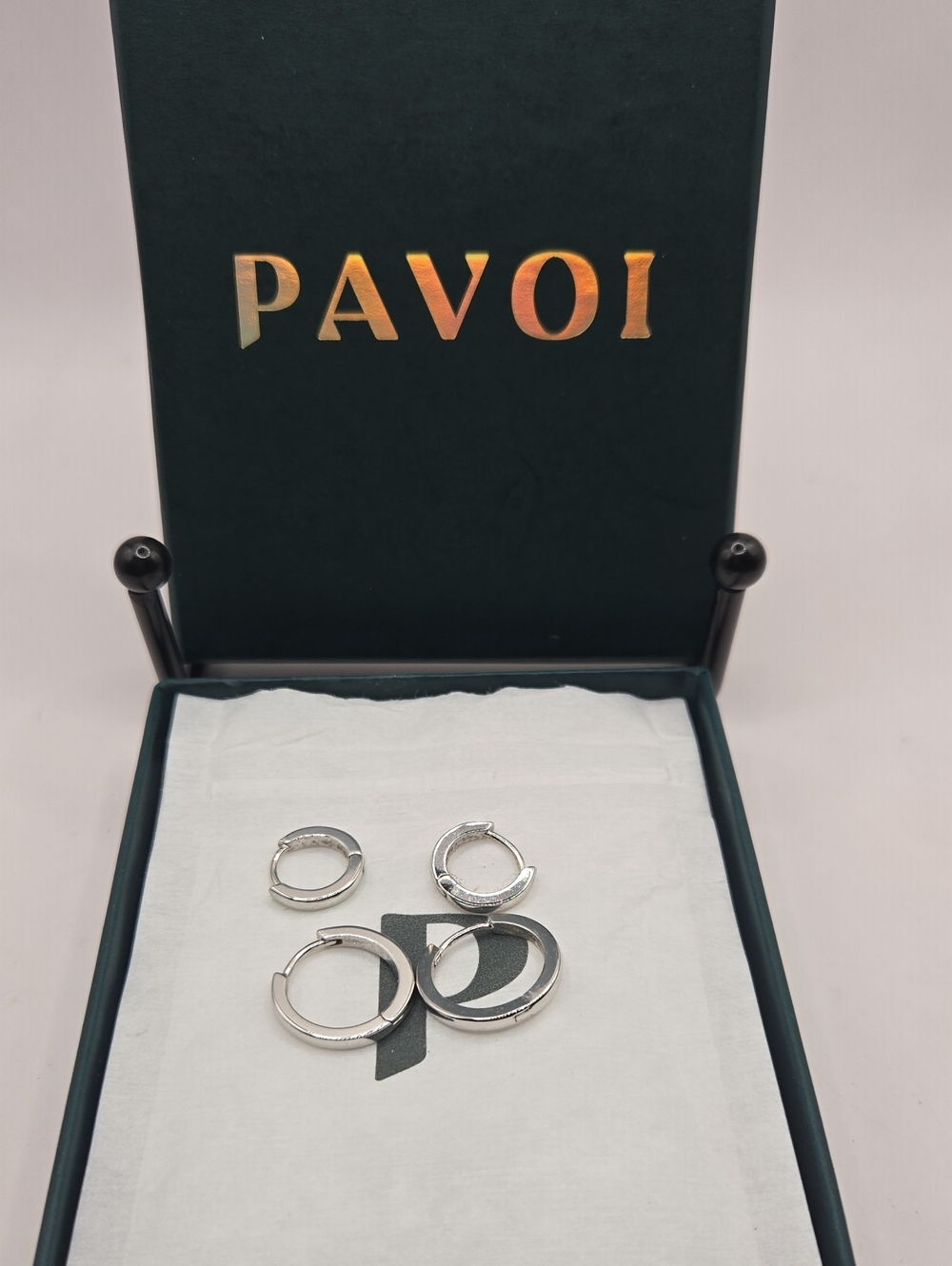 NEW PAVOI Silver Huggie Hoop Earring Set